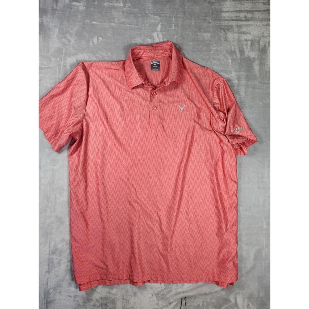 Callaway Mens Opti-Dri Golf Polo Shirt XL Pink Pinstripe‎ Performance Tech